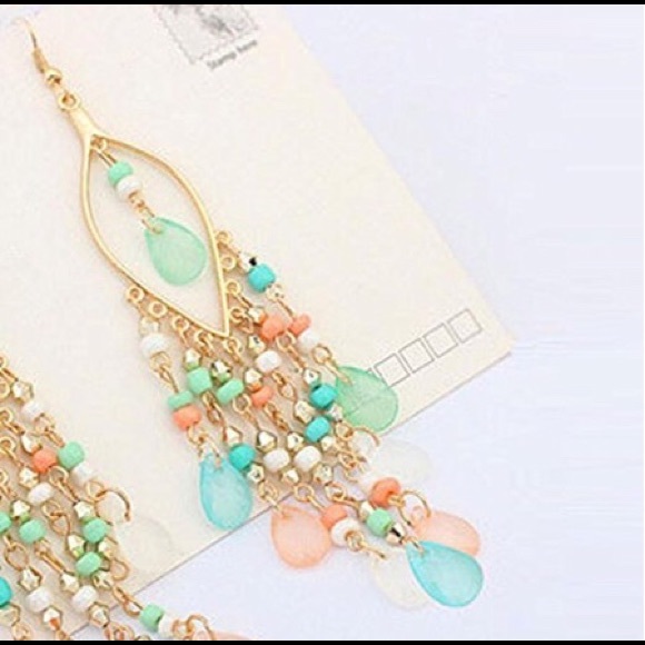 Boutique Jewelry - Last Pair🚨New Long Boho Beaded Teardrop Earrings